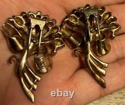 Vintage Pair of 1940s Retro Corocraft Sterling Clips 2 Long