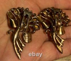 Vintage Pair of 1940s Retro Corocraft Sterling Clips 2 Long