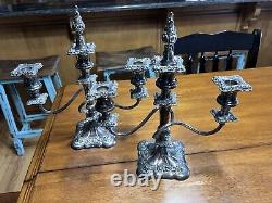 Vintage Pair of 2 International Silver 3 Arm Twisted Candelabras #GW&S 503