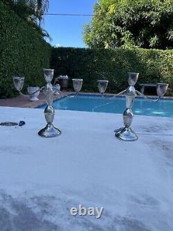 Vintage Pair of 3 Arm Sterling Silver Duchin Creation 9.5 Candle Candelabras