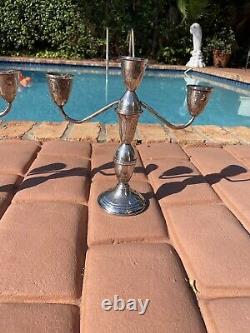 Vintage Pair of 3 Arm Sterling Silver Duchin Creation 9.5 Candle Candelabras