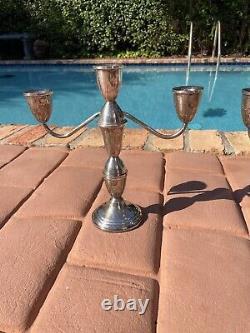 Vintage Pair of 3 Arm Sterling Silver Duchin Creation 9.5 Candle Candelabras