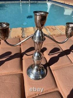 Vintage Pair of 3 Arm Sterling Silver Duchin Creation 9.5 Candle Candelabras