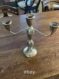 Vintage Pair of 3 Arm Sterling Silver Duchin Creation 9.5 Candle Candelabras