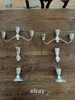 Vintage Pair of 3 Arm Sterling Silver Duchin Creation 9.5 Candle Candelabras