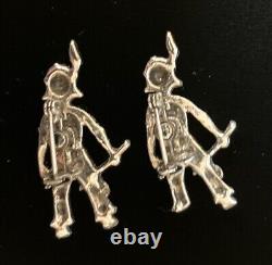 Vintage Pair of American Indian Scatter Pins Enamel & Turquoise Gemstones 1950s