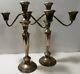 Vintage Pair Of Amston 3-arm Sterling Silver Reinforced Weighted Candle Holders