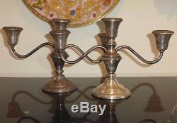 Vintage Pair of Amston 3-Arm Sterling Silver Reinforced Weighted Candle Holders