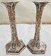 Vintage Pair Of Barbour Silver Plated Dutch Repousse Candlesticks