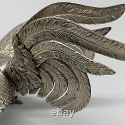 Vintage Pair of Camusso Sterling Silver Fighting Roosters Cocks