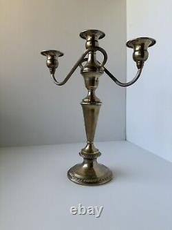 Vintage Pair of Crown Sterling Silver Weighted Candelabras, Convertible