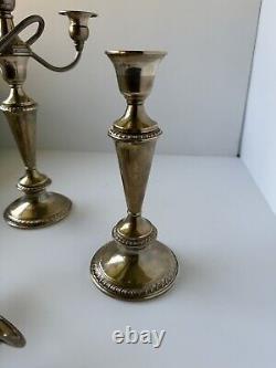 Vintage Pair of Crown Sterling Silver Weighted Candelabras, Convertible
