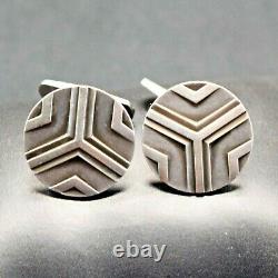 Vintage Pair of Danish Georg Jensen 60A Modernist Sterling Silver Cufflinks