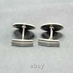 Vintage Pair of Danish Georg Jensen 60A Modernist Sterling Silver Cufflinks