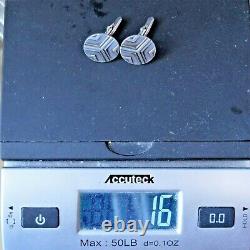 Vintage Pair of Danish Georg Jensen 60A Modernist Sterling Silver Cufflinks