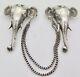 Vintage Pair Of Elephant Solid Silver Collar Clips / Brooches 40.2 Grams