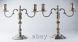 Vintage Pair of English Sterling Silver 2 Light Candelabras MJ Yates 1881g AE3