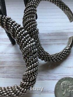 Vintage Pair of Ethnic Silver Bracelets LAOS SOUTH EAST ASIA Twisted Wire