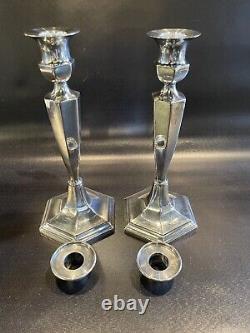 Vintage Pair of GM Co. Silver Plated Weighted Candlesticks Candle Holders