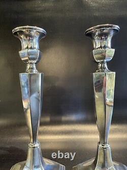 Vintage Pair of GM Co. Silver Plated Weighted Candlesticks Candle Holders