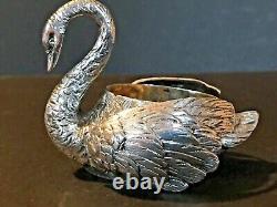 Vintage Pair of German Silver Swan Salts with Moveable Wings