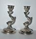 Vintage Pair Of Koi Fish Dolphin Candlestick Holder 6.915 Silver Spain