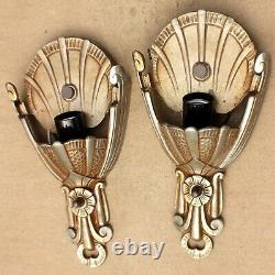 Vintage Pair of Lincoln Art Deco 1920s Slip Shade Wall Sconce Lights Rewired