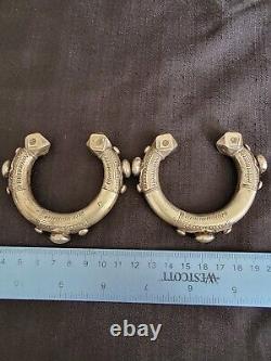 Vintage Pair of Matching Heavy Silver Ethnic Bedouin Nubian Cuff Bracelet