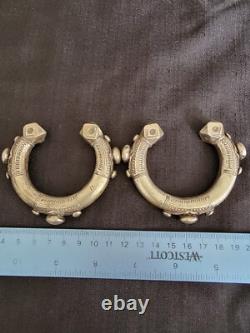 Vintage Pair of Matching Heavy Silver Ethnic Bedouin Nubian Cuff Bracelet