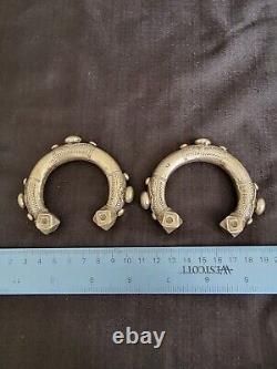 Vintage Pair of Matching Heavy Silver Ethnic Bedouin Nubian Cuff Bracelet