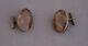 Vintage Pair Of Navajo Sterling Silver Cufflinks Petrified Wood Stones 1 1/8