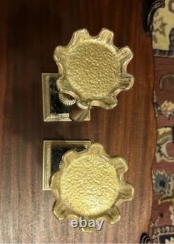 Vintage Pair of Ornate Marble Based Silver Tone Candlesticks & Attached Snuffers