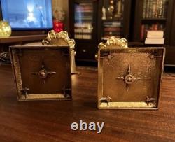 Vintage Pair of Ornate Marble Based Silver Tone Candlesticks & Attached Snuffers
