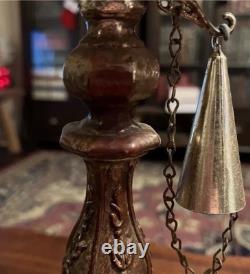Vintage Pair of Ornate Marble Based Silver Tone Candlesticks & Attached Snuffers