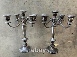 Vintage Pair of POOLE 754 Large Sterling Silver Candlesticks 5-stick