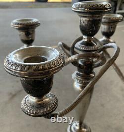 Vintage Pair of POOLE 754 Large Sterling Silver Candlesticks 5-stick
