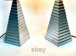Vintage Pair of Porta Lamps Romana Obelisk Pyramid Sandstone Side Console Table