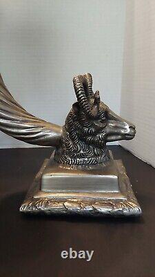 Vintage Pair of Rams Head Cornucopia Vases Metal, Heavy Over 30 lbs Large 14 H