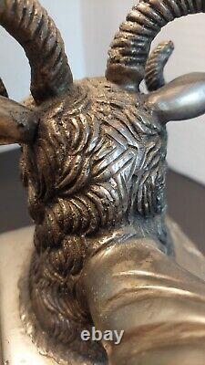 Vintage Pair of Rams Head Cornucopia Vases Metal, Heavy Over 30 lbs Large 14 H