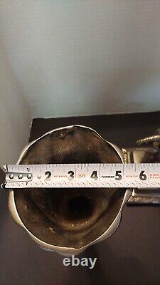 Vintage Pair of Rams Head Cornucopia Vases Metal, Heavy Over 30 lbs Large 14 H