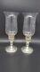 Vintage Pair Of Rogers Weighted Sterling Candleholders With Etched Glass Hurricane