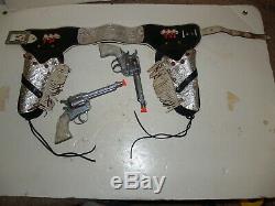 Vintage Pair of Roy Rogers Kilgore Toy Cap Gun with Silver Double Holster