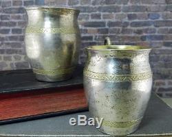 Vintage Pair of Russian 84 Silver Kiddush/ Vodka Cups w Serpentine Snake Handles