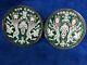 Vintage Pair Of Russian Marked 916 Silver Enameled Plates Dancing Lions