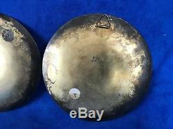Vintage Pair of Russian Marked 916 Silver enameled Plates Dancing Lions