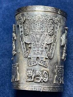 Vintage Pair of STERLING SILVER. 925 Peruvian CUFF BRACELETS Gauntlets Marked