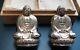 Vintage Pair Of Silver Buddha Unused Collectible Saltshakers 1920s 28 Grams