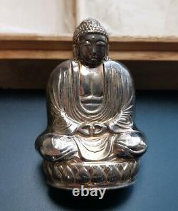 Vintage Pair of Silver Buddha Unused Collectible Saltshakers 1920s 28 Grams