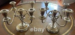 Vintage Pair of Silver Plated 5 Arm Candlesticks