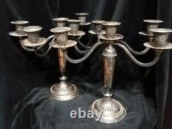 Vintage Pair of Silver Plated Candelabra 5 Candle Rotating or Removable Arms 10